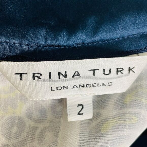 Trina Turk Blue Metallic Brocade Sleeveless Mini Dress Size 2 - Picture 7 of 10